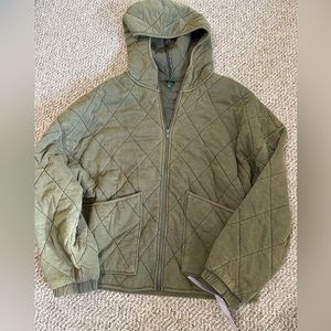Wild Fable Quilted Jacket w/ Hood - Olive Green - Size M